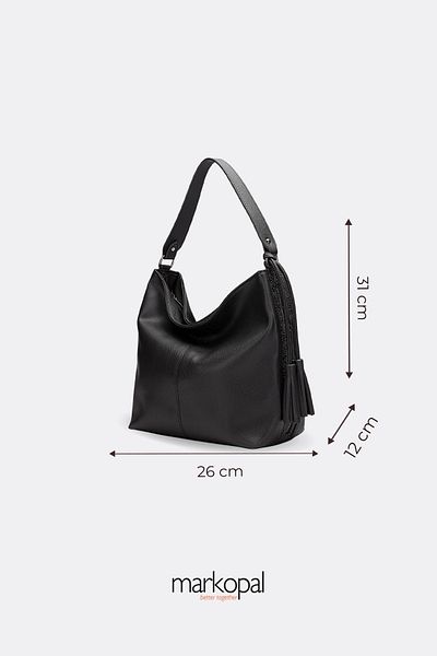 MORCA Stone Detailed Casual Shoulder Bag "Soft Leather, Stylish and Comfortable Design" Black