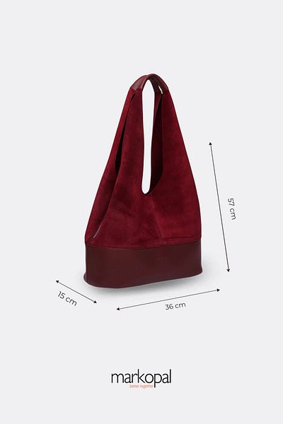 MORCA Burgundy Genuine Suede Casual Shoulder Bag