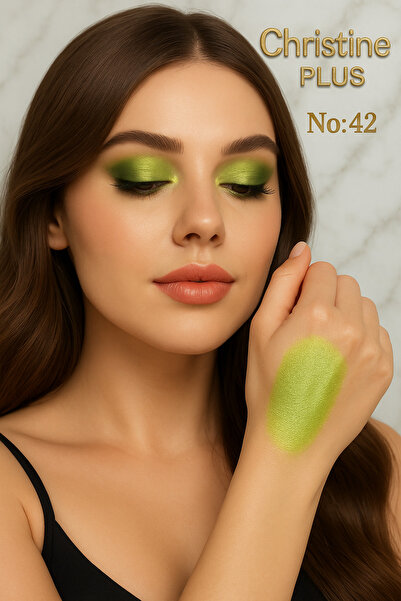 Christine Plus Toz Yapıda İnce Işıltılı Göz Farı – Açık Yeşil No:42 (Eyeshadow)
