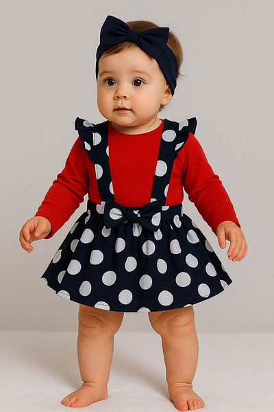 Necix's Girl's Polka Dot 2-Piece Salopet Set Wonderful Daily 2-Piece Baby Set with Hanger Gift!!!...