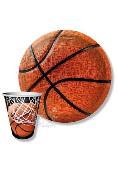 turkuaz parti 8-PACK BASKETBALL THEME CONCEPT CARTON PLATE AND CUP SET