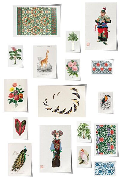 Postifull Vintage Duvar Poster Seti - 17 Adet Vintage Poster - Ev ve Ofis Duv...