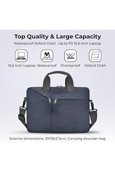 Glassology 15.6" Laptop Bag, Water-repellent & Shockproof, Lightweight Briefcase For Work, School Blue