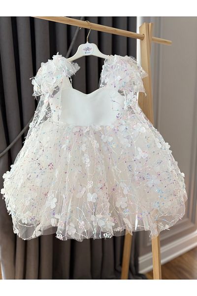 Baby BabyAden τρισδιάστατη πεταλούδα τούλι φουσκωτή φούστα tutu με φιόγκο γενεθλίων αποφοίτηση κοριτσιού παιδικό φόρεμα