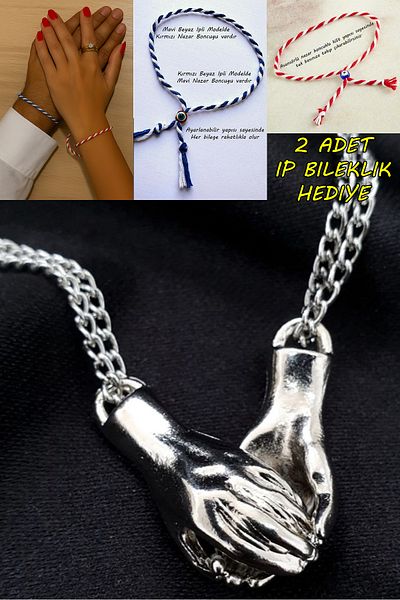 Takı Dükkanı Magnetic Hand-Holding Couple Lover Bracelet Bbb12