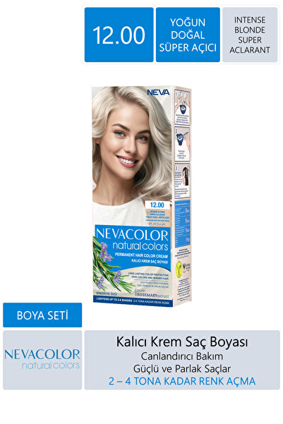 Neva Color Natural Kalıcı Saç Boya Seti 12.00 Yoğun Doğal Süper Açıcı
