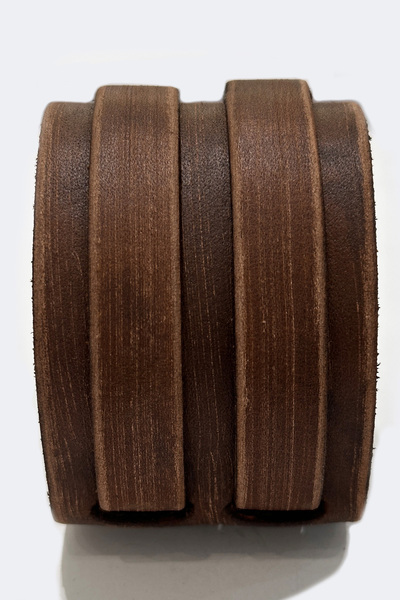 NARKİSSOS El Işçiliği Ikili Kemerli Kahverengi Erkek Deri Bileklik