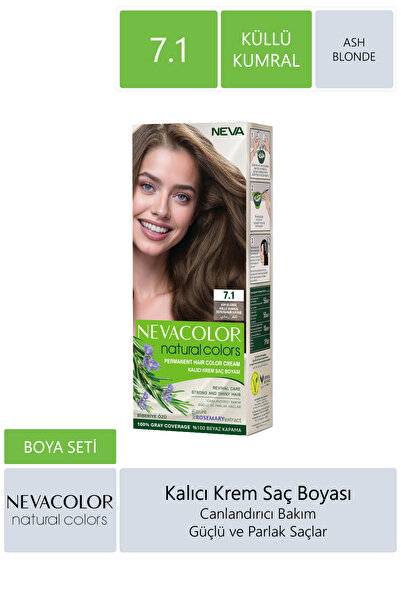 Neva Color Nevacolor Natural Colors 7.1 Küllü Kumral - Kalıcı Krem Saç Boyası Seti