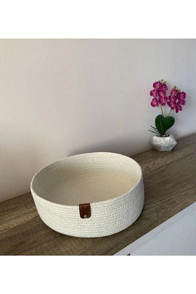 Sevdam Sepet Διακοσμητικό κουτί πολλαπλών χρήσεων Cream Color - Κουτί αποθήκευσης και αξεσουάρ μπάνιου