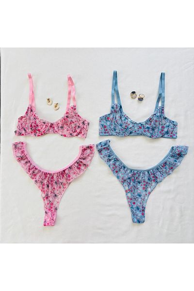 İNKO İÇ GİYİM Set sutien cu sârmă florală din tul
