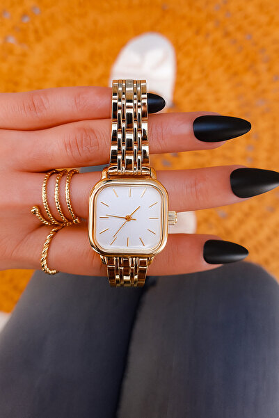 İSTLİV Minimal Kare Altın Kadın Kol Saati
