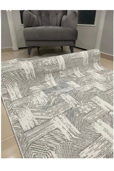 AKSU Santa Gray Soft Modern Washable Living Room Hall Kitchen Carpet Runner