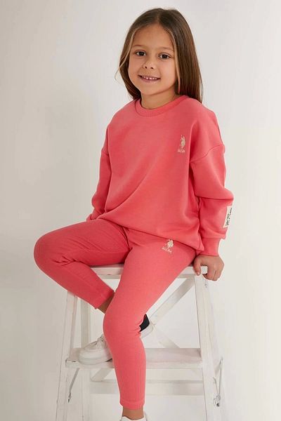 U.S. Polo Assn. Set de pijamale cu mânecă lungă pentru fetiță, U.S. Polo Assn Super Girl, roz