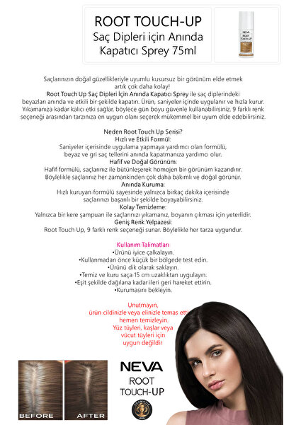 Neva Kızıl  Root Touch Up Beyaz Saç Dipleri Için Anında Kapatıcı Sprey 75ml