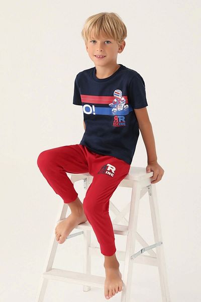 Rolypoly Boy's Navy Blue Short Sleeve Pajama Set