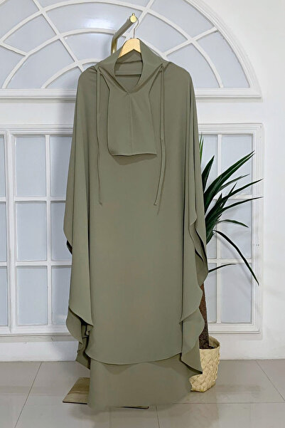 Hasna Tesettür Medine Sultan Baş Uzun Oval Sufle Khimar Anti Uv Mazen 125 X 150 Cm Haki Renk