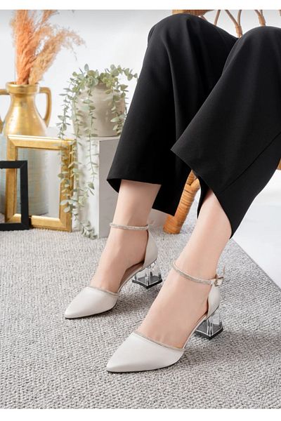 moda gim White Seten Zoe Style Comfort and Style Together Offering Thick Heel Women's Evening Dress Shoes