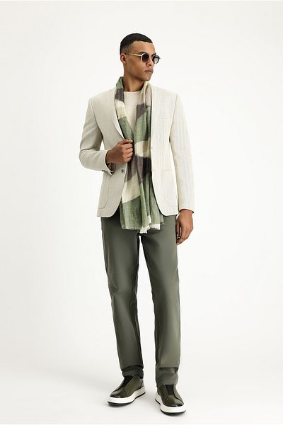 Kiğılı Super Slim Fit Extra Slim Fit Patterned Linen Blended Wool Sports Jacket