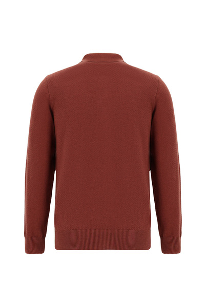 Abdullah Kiğılı Polo Yaka Regular Fit Desenli Pamuklu Kaşmirli Triko Kazak