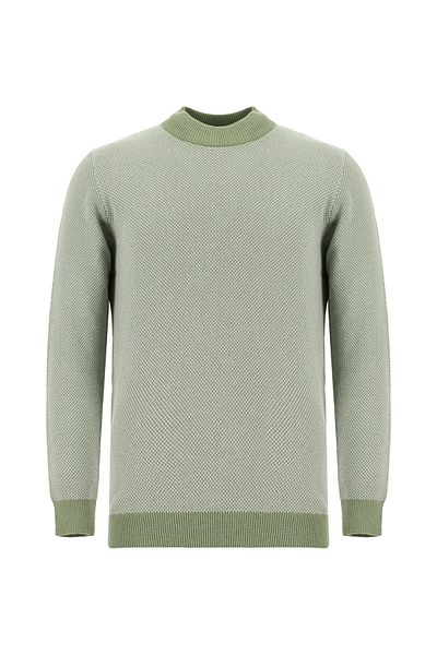 Abdullah Kiğılı Bato Collar Regular Fit Patterned Cotton Cashmere Knitwear Sweater