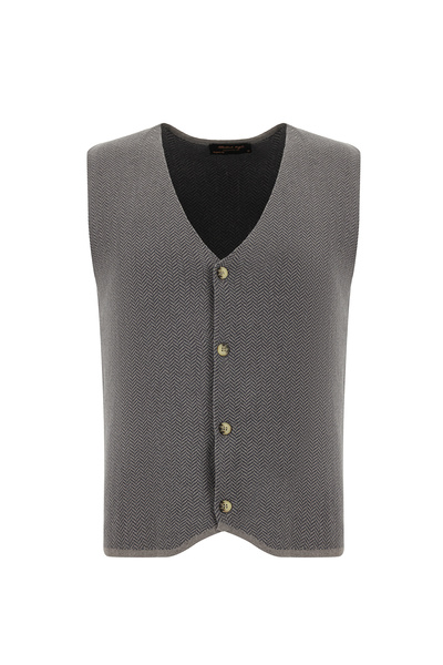 Abdullah Kiğılı V-Neck Cotton Cashmere Knitwear Vest