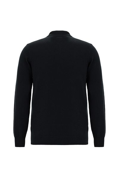 Abdullah Kiğılı Polo Neck Regular Fit Patterned Cotton Cashmere Knitwear Sweater