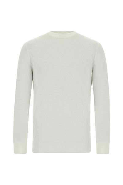 Abdullah Kiğılı Bato Collar Slim Fit Slim Fit Patterned Cotton Cashmere Knitwear Sweater