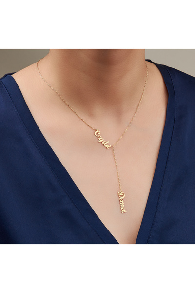 Siset Gümüş 925 Ayar Sarı Altın Kaplama Ceyda Ve Demet Yazılı Asansör Model İ...