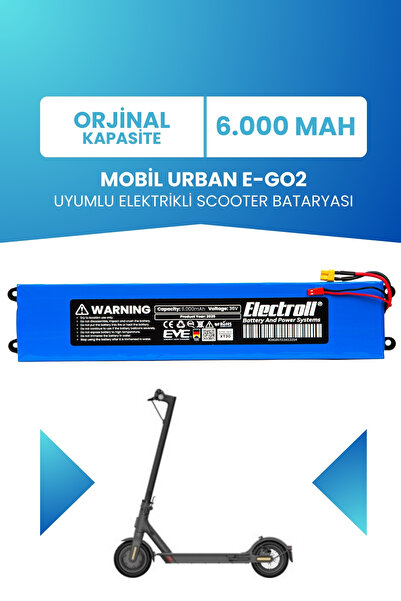 ELECTROLL Mobil Urban E-go2 Batarya (ORJİNAL KAPASİTE) 36v 6.000mah Pil Elekt...