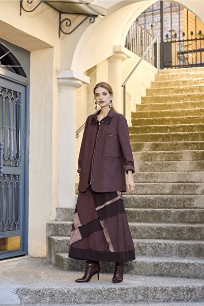 MissWhence Brown Patchwork Skirt - 36923