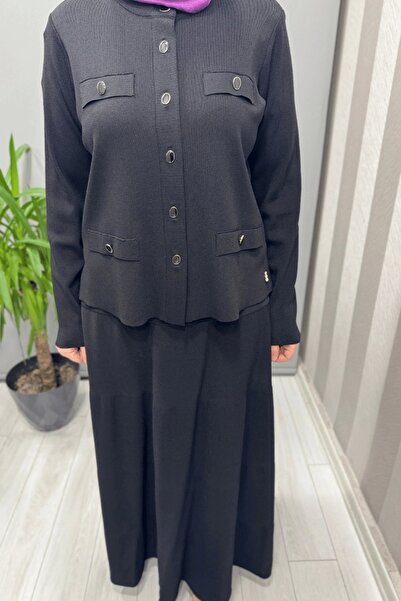 MISS DALIDA Pocket Cover Knitwear Jacket Black T25Y-8009