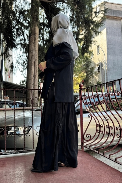 MissWhence Cupro Silk Dress with Felt Vest Black 36819