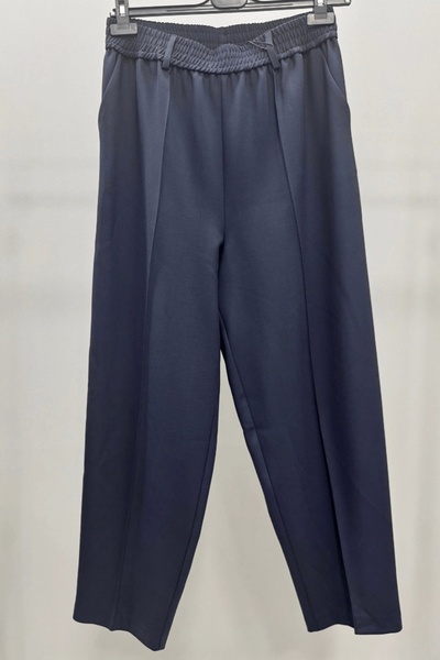 Sentez Angel Elastic Waist Bridge Trousers Navy Blue 5583