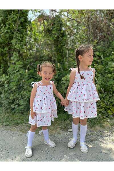 Serackids Κοριτσίστικο φόρεμα λευκό κεράσι (τσάντα και μπαντάνα)