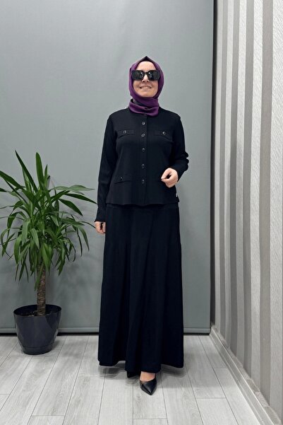 MISS DALIDA Pocket Cover Knitwear Jacket Black T25Y-8009