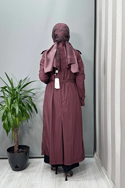 AlMarwah Parachute Fabric Trench Coat Claret Red 404933