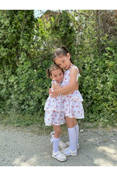 Serackids Κοριτσίστικο φόρεμα λευκό κεράσι (τσάντα και μπαντάνα)