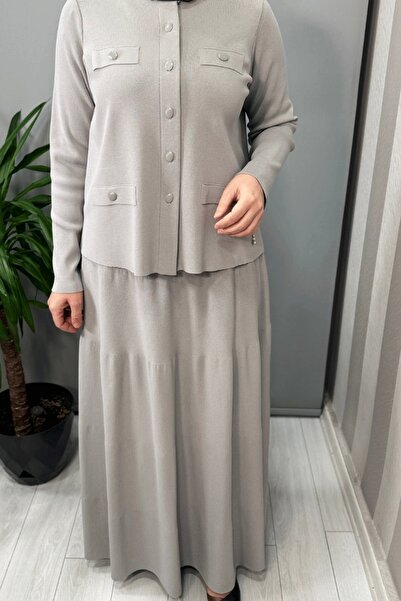 MISS DALIDA Pocket Cover Knitwear Jacket Gray T25Y-8009