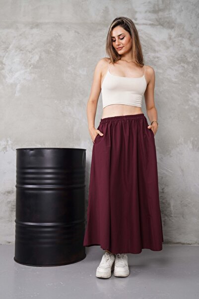 Gülmude Μακριά ελαστική φούστα μέσης - Τσέπη φλέτο - Εποχιακή (90cm)