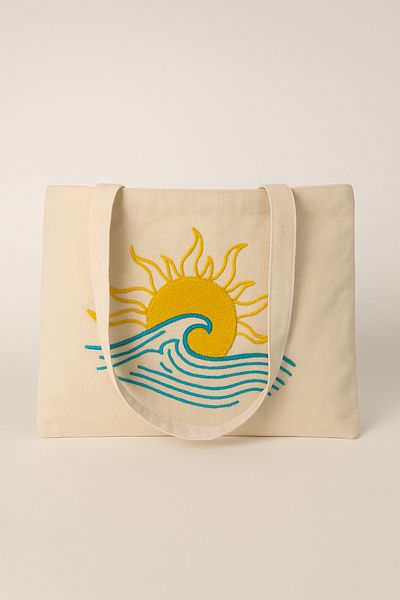 Rell Home Sun Sea Patterned Punch Embroidered Summer Bag Beach Bag 45X32 cm