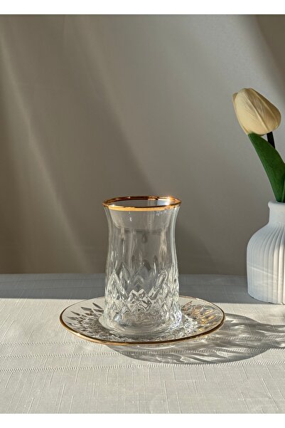 Şahika Kristal cama atılan imza Lara Gold 25 Parça 6 Kişilik Kristal Cam Bardak Takımı Çeyiz Seti