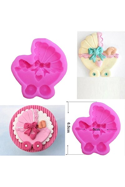 morlalem m Fiyonklu 6,5cm Bebek Arabası Silikon Kalıp K-440 Polyester Mum Kok...
