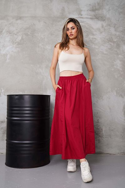 Gülmude Long Elastic Waist Skirt - Flannel Pocket - Seasonal (90cm)