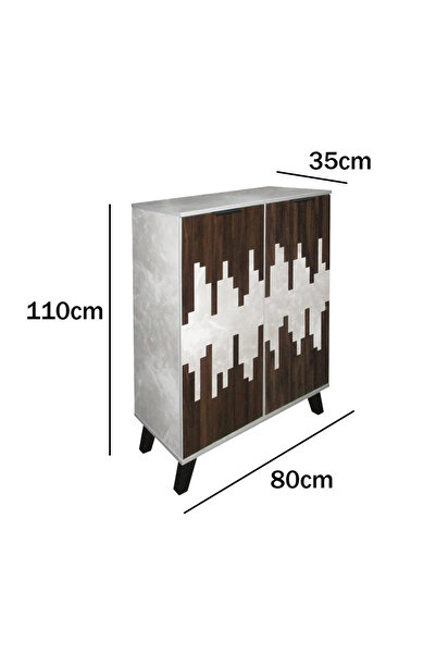 Generic Malaysian Wood Shoe Cabinet with 2 Doors and 5 Storage Levels - Light Gray and Dark Brown