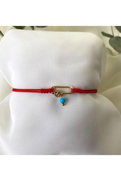 sabiha aksesuar Minimal Design Real Turquoise Stone Rope Bracelet,Luck,Friend Bracelet