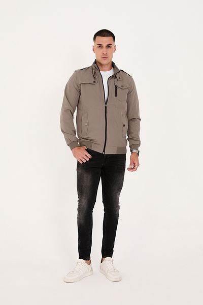 LEBS Men's Stand Collar Zippered Summer Coat