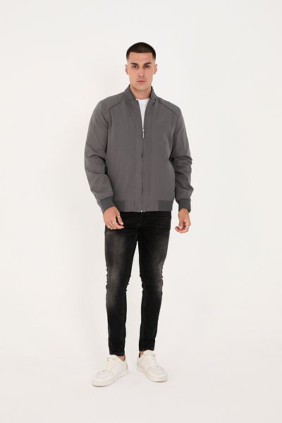 LEBS Men's Summer Coat with Zippered Bottom and Ribbed Bottom