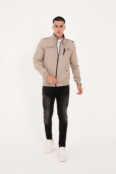 LEBS Men's Stand Collar Zippered Summer Coat