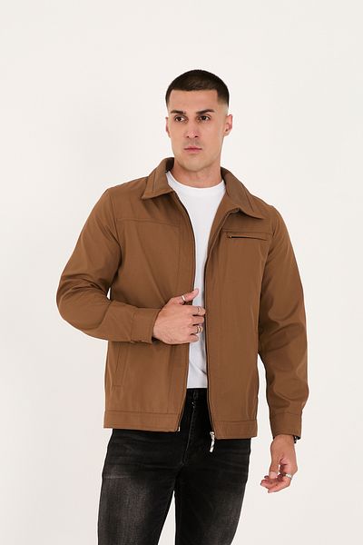 LEBS Men's Collar Ribbed Summer Coat