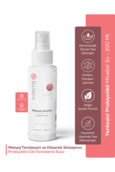 SantePlus Hidrosol Micellar Sıkılaştırıcı Probiyotikli Yüz Temizleme Suyu 200 ml